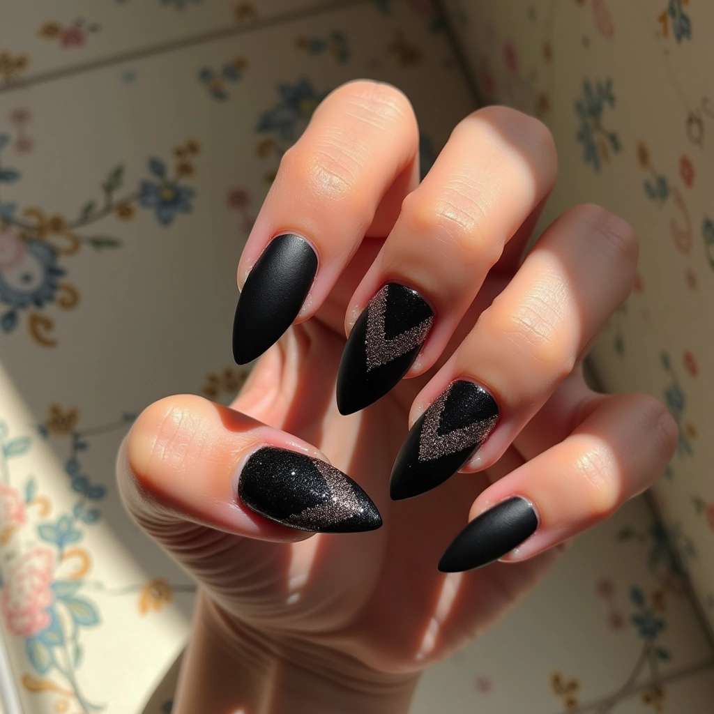 Black Glitter Chevron