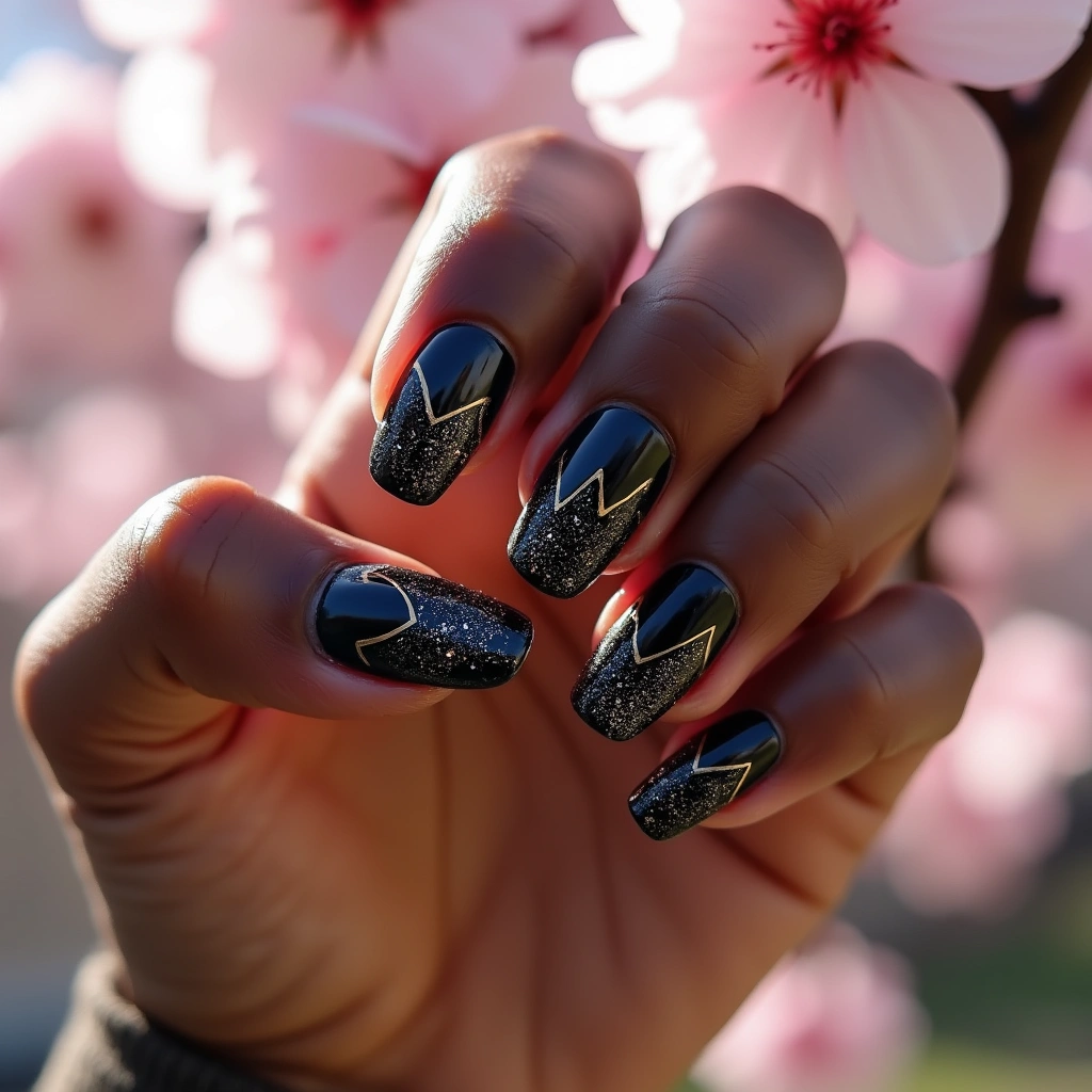 Black Glitter Lines