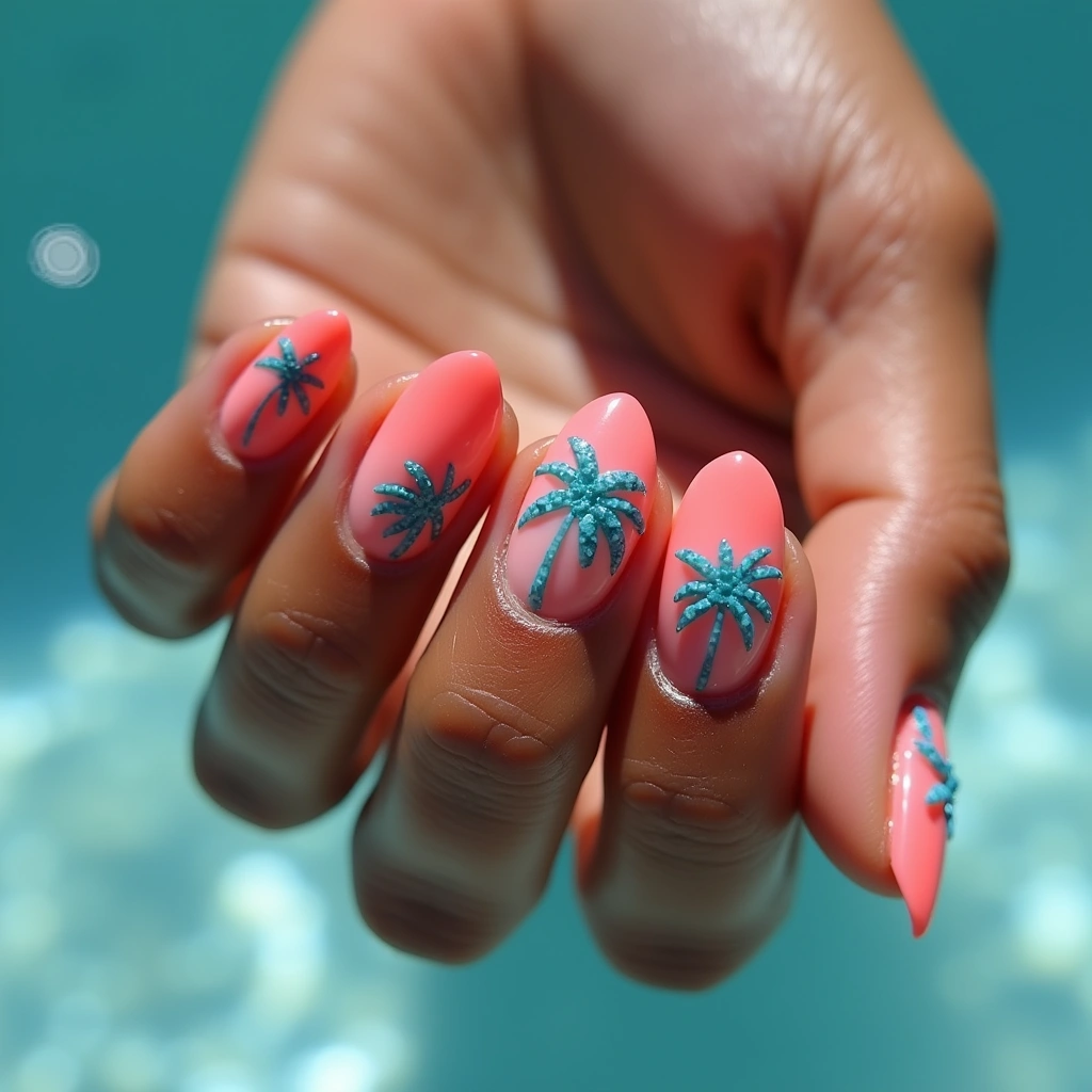 Beachy Acrylic With Rhinestones