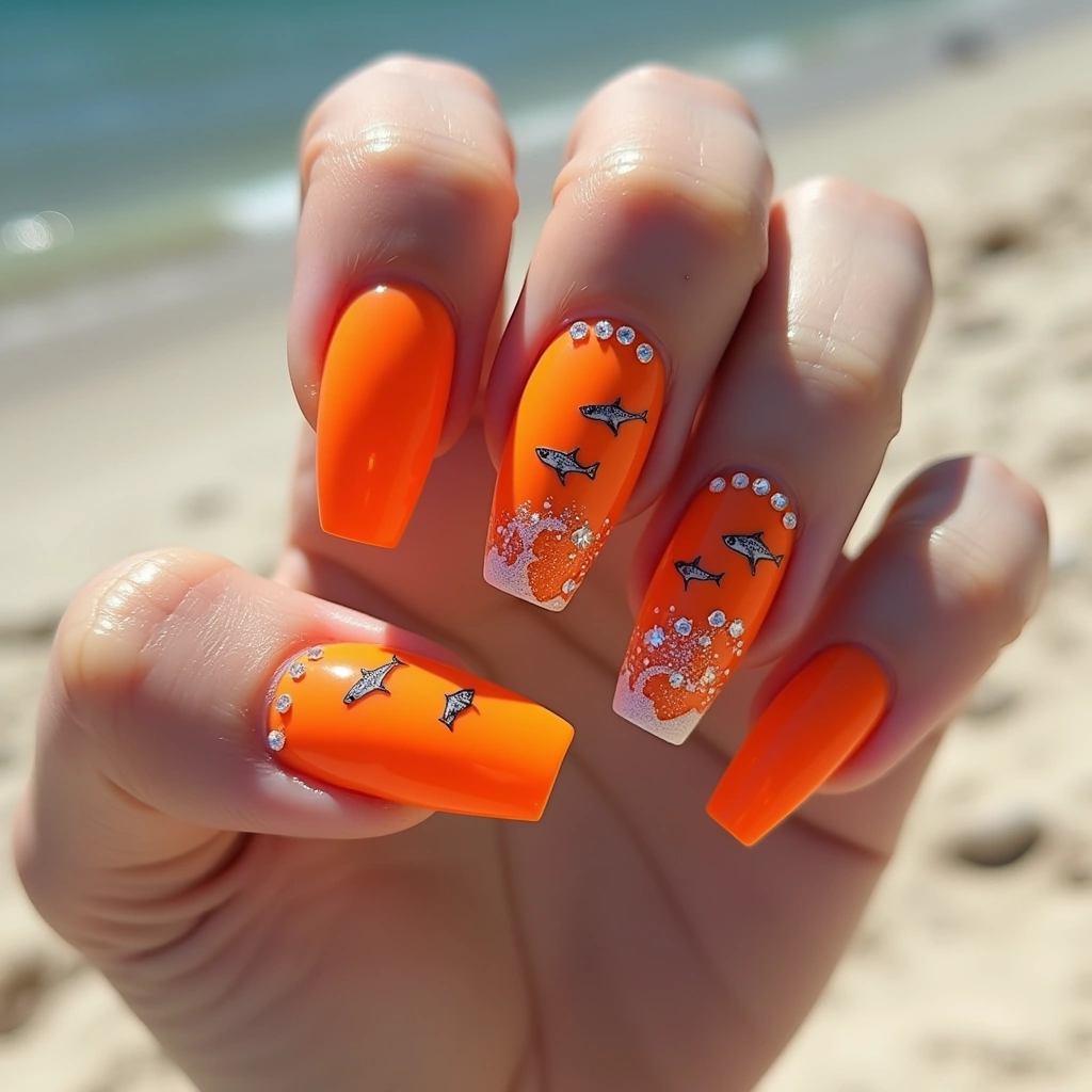 Rhinestone Shark Waves