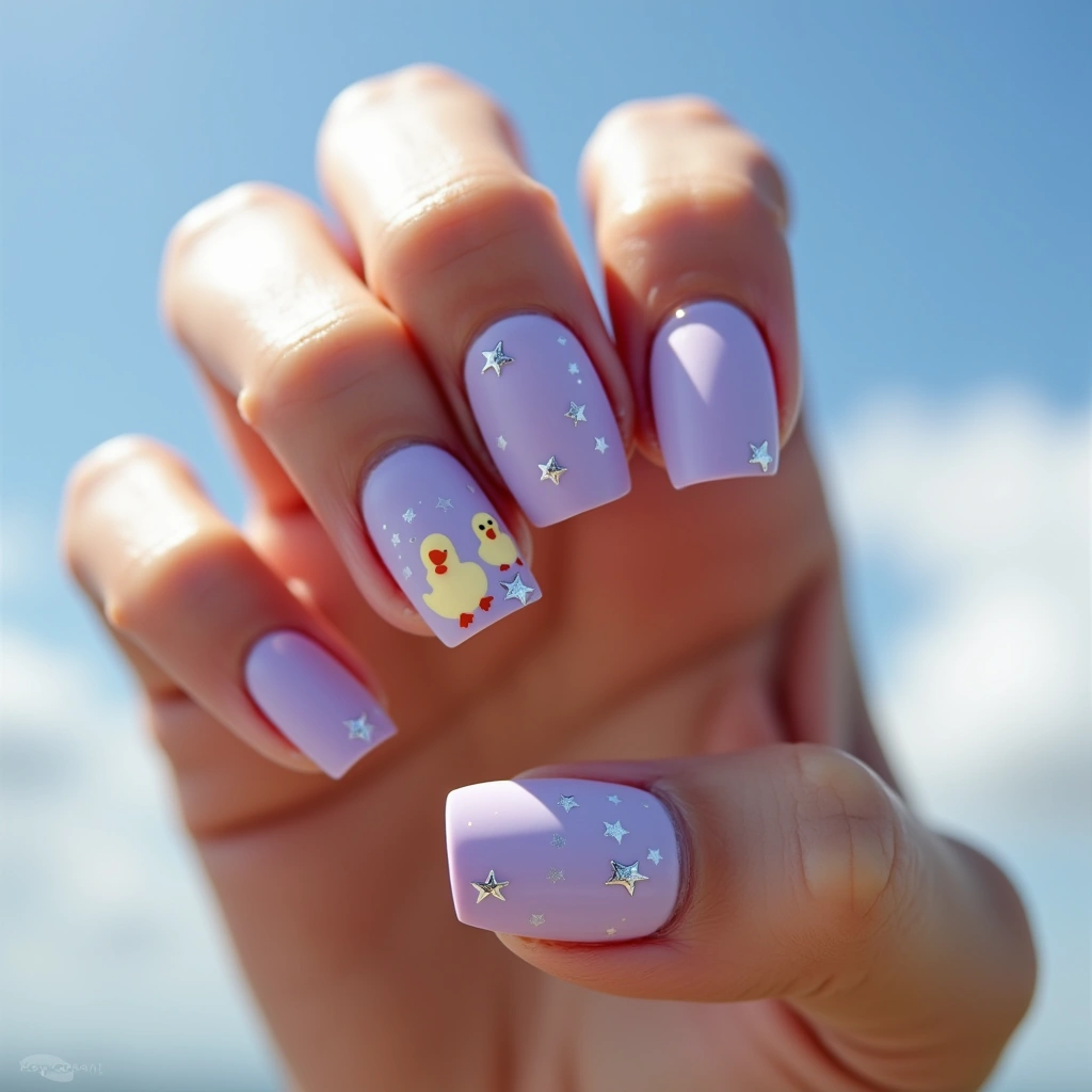 Whimsical Duck Y2K Stars