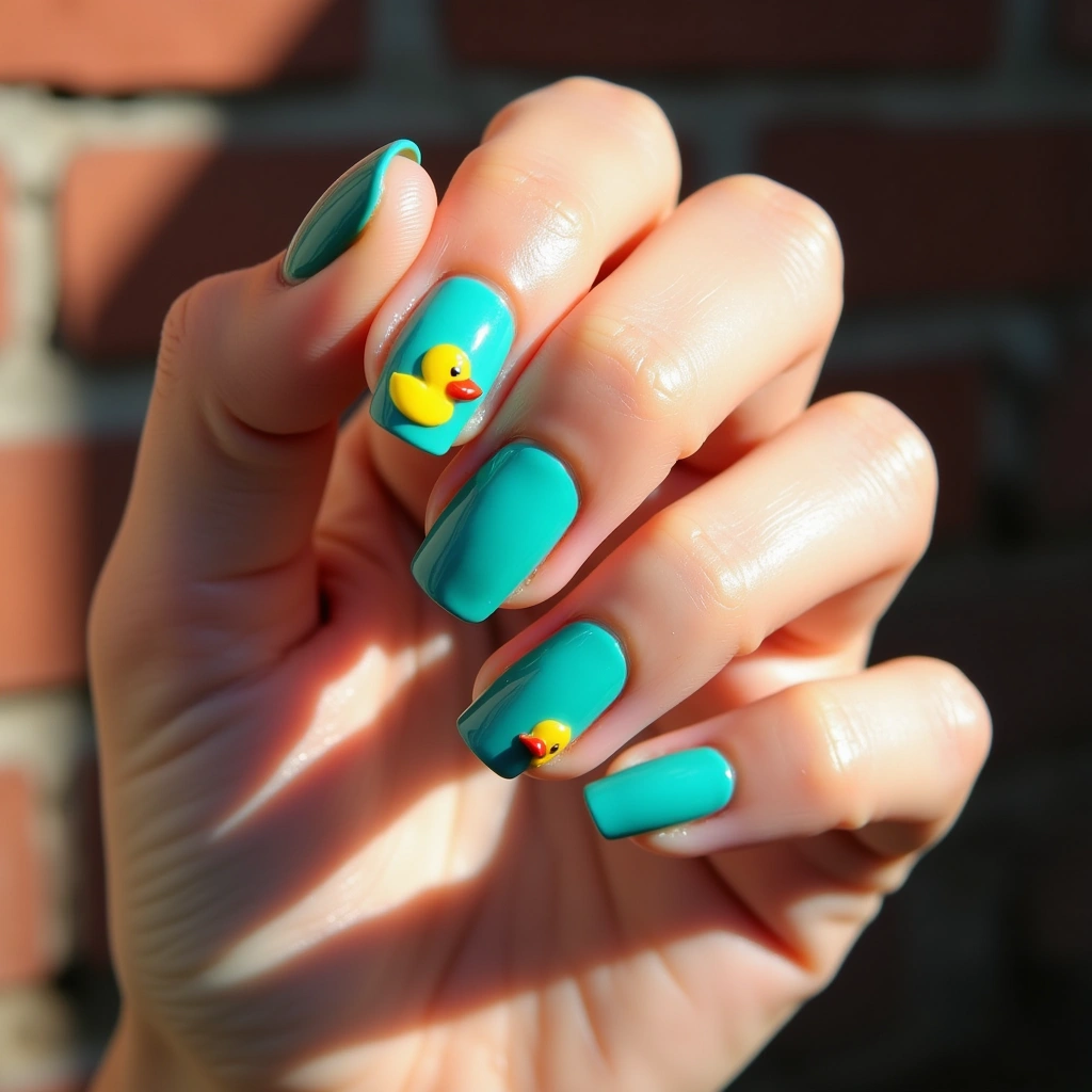 Abstract Duck Y2K Teal