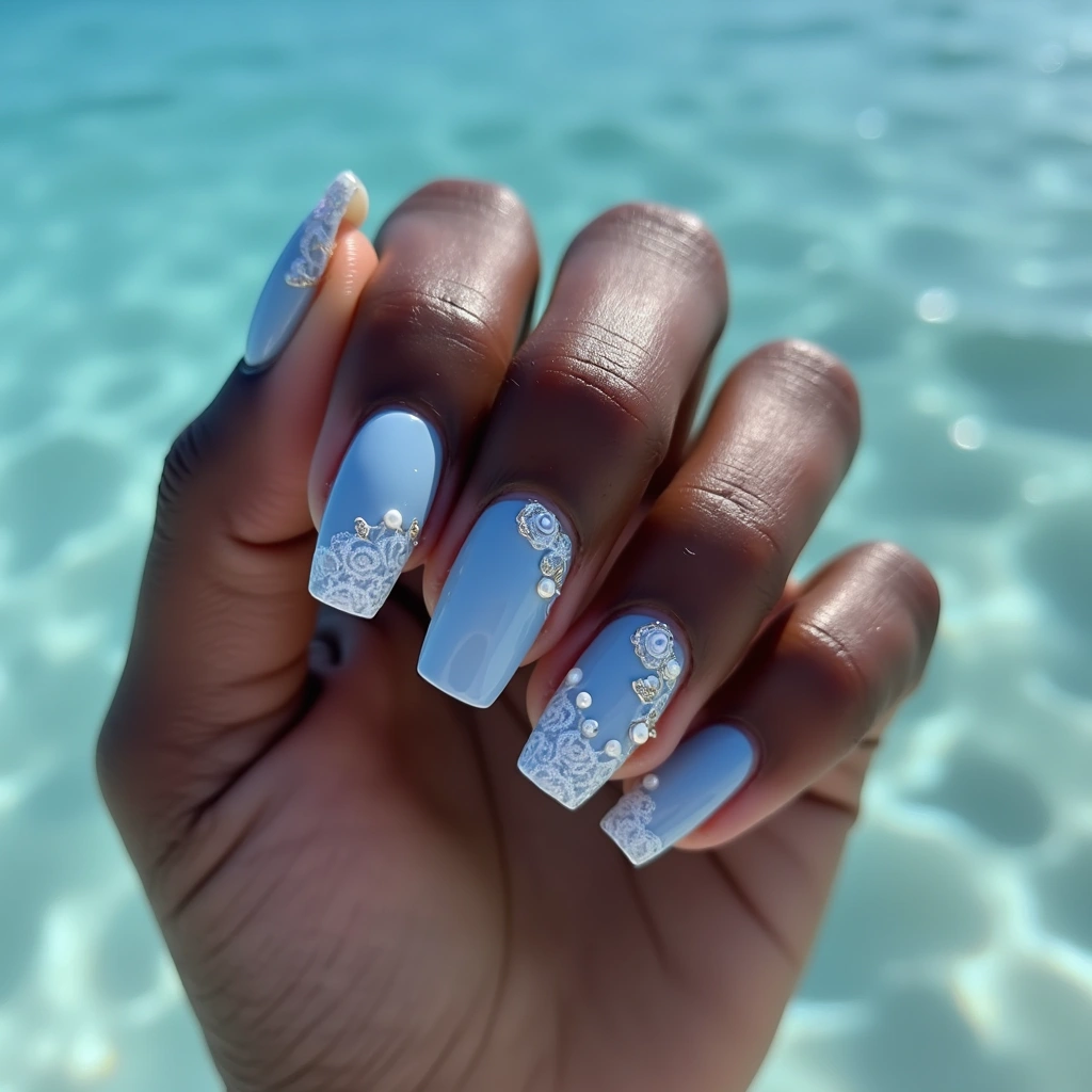 Elegant Dusty Blue Lace