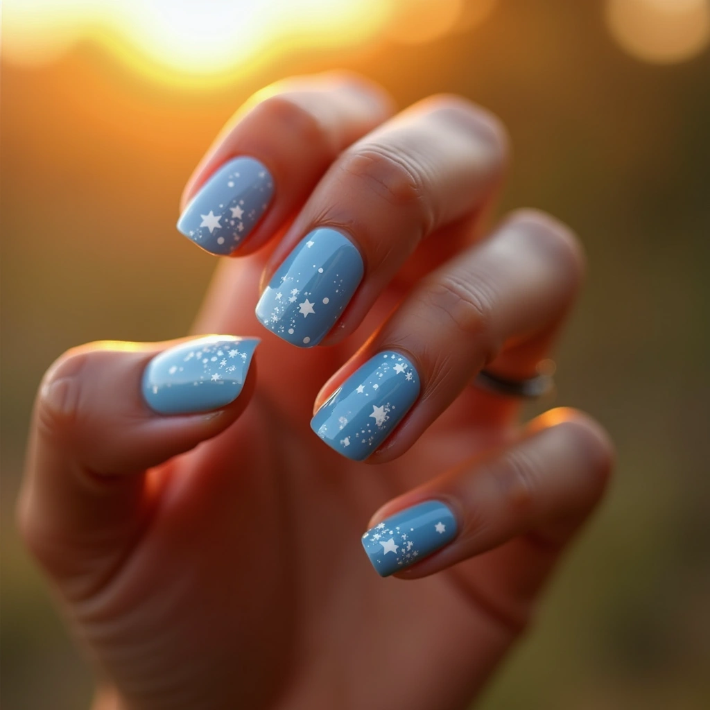 Celestial Dusty Blue Stars