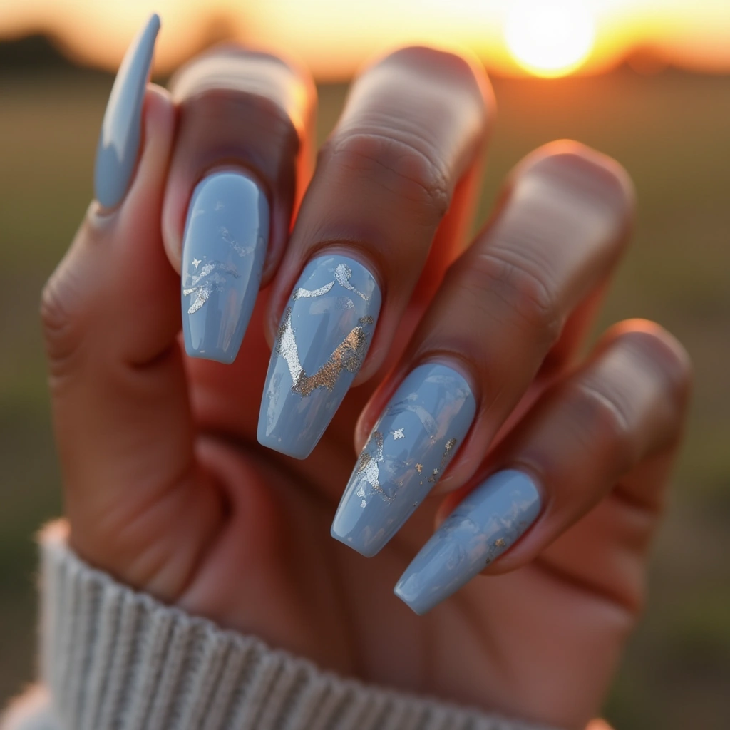 Sophisticated Dusty Blue Marble
