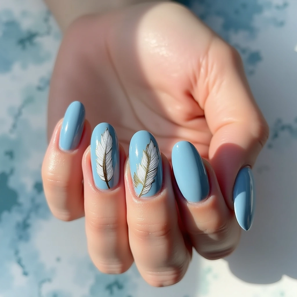 Bohemian Dusty Blue Feather