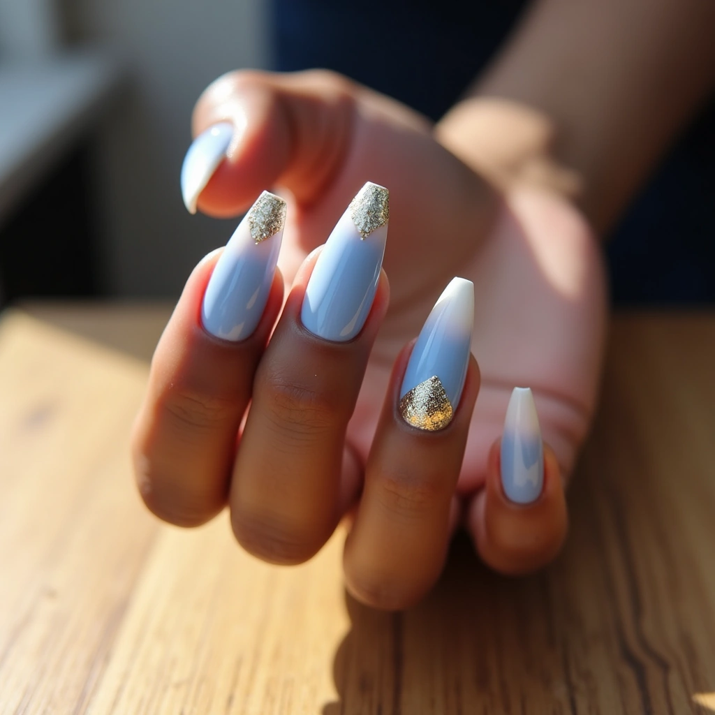 Dusty Blue Gold Ombre
