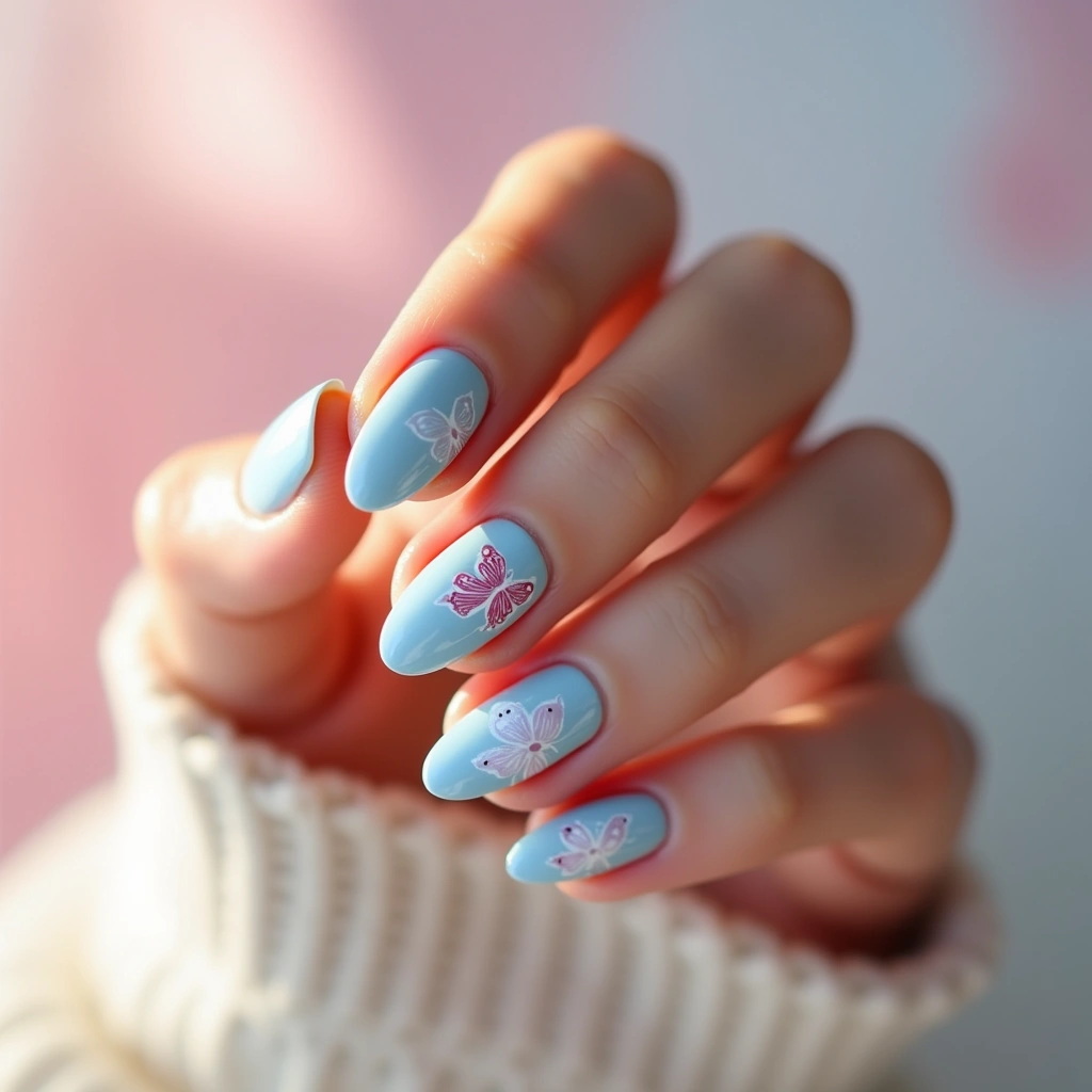 Feminine Dusty Blue Butterflies