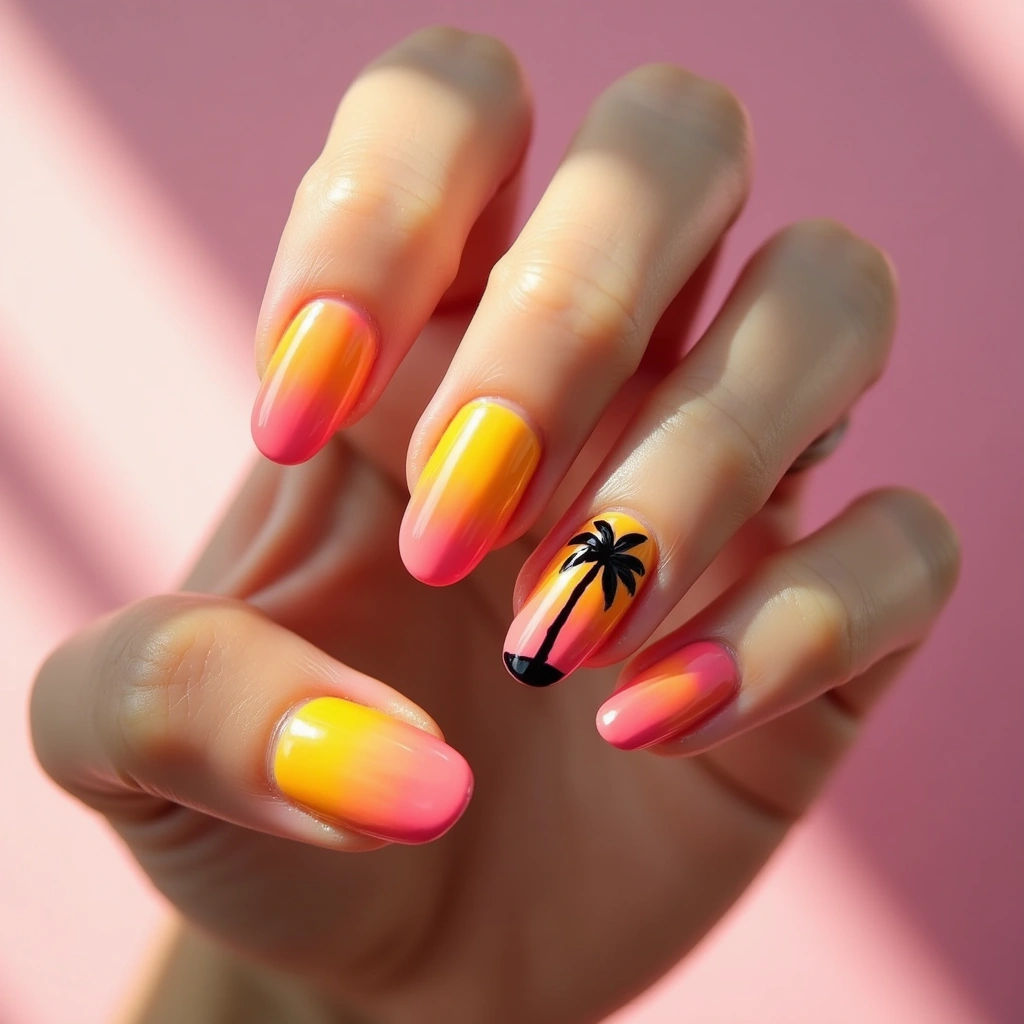 Palm Tree Sunset Ombre