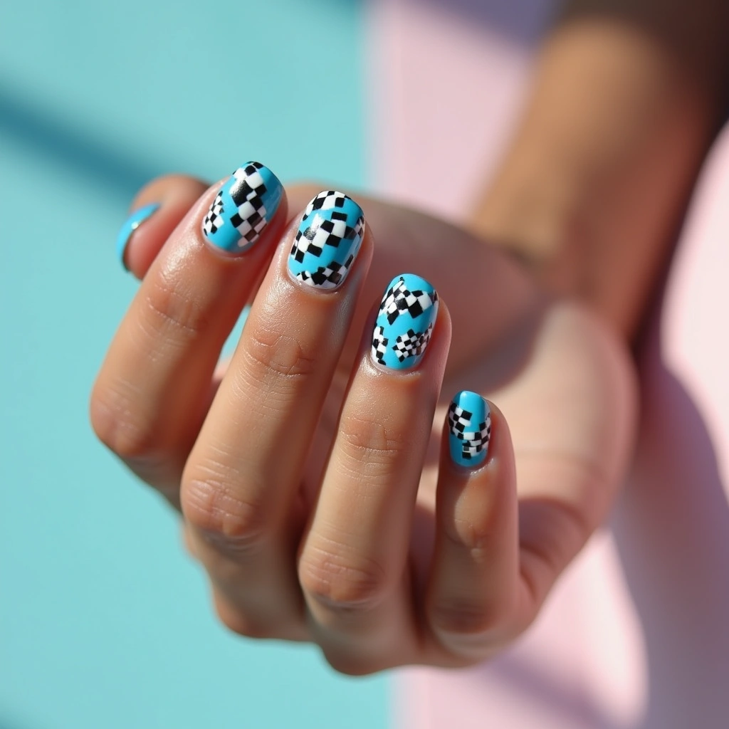 Playful Checkerboard Blue