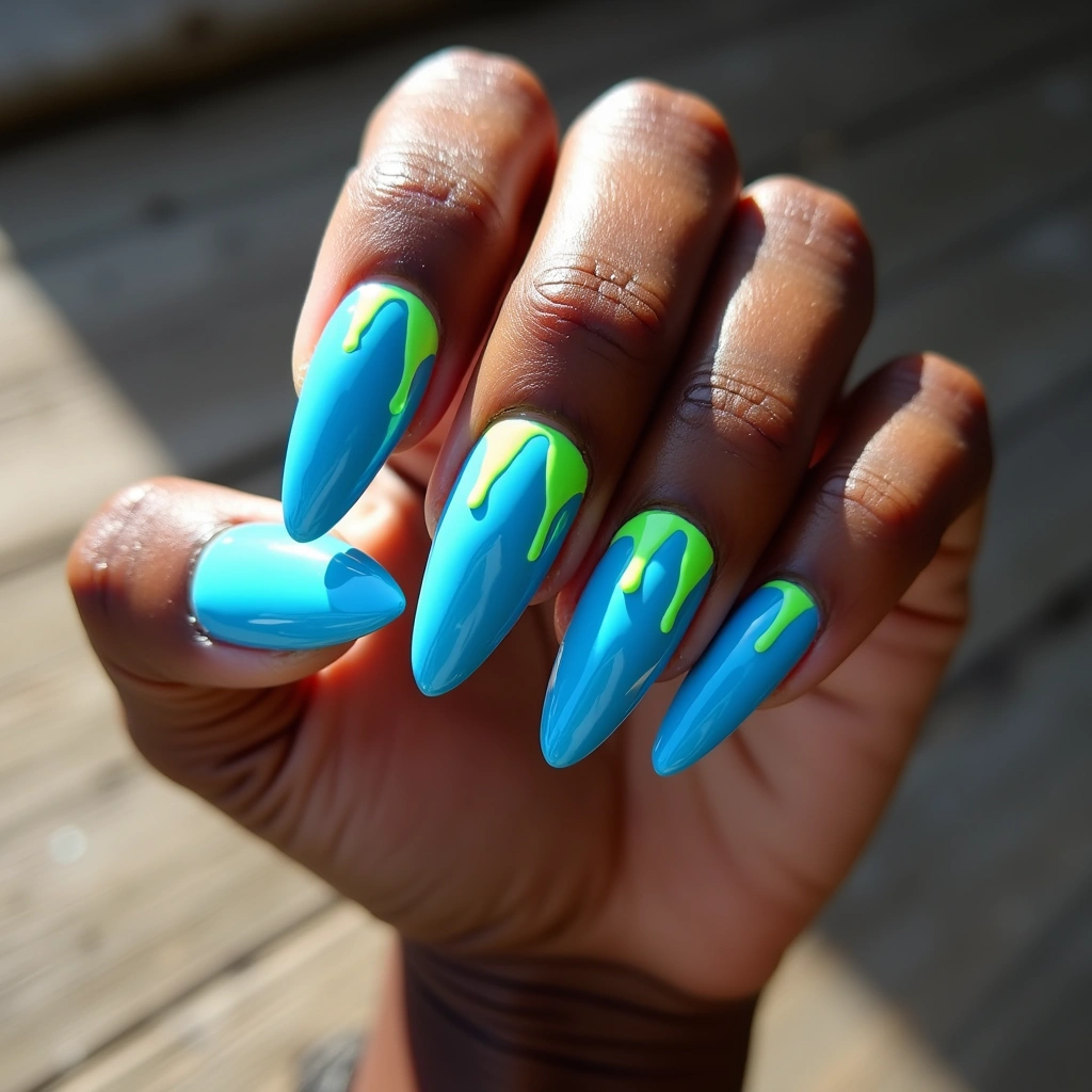 Edgy Neon Blue Drip