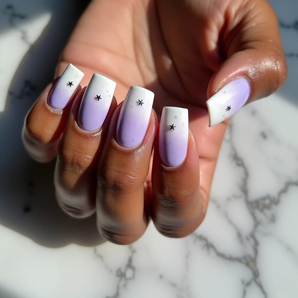 White Square Lavender Shimmer