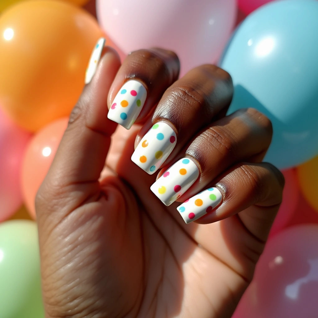 Playful Dots White Square