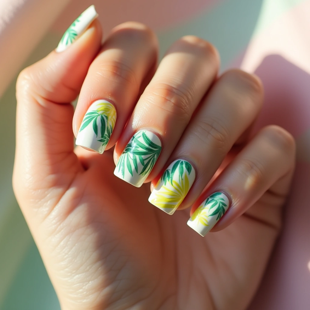 Tropical Vibes White Square