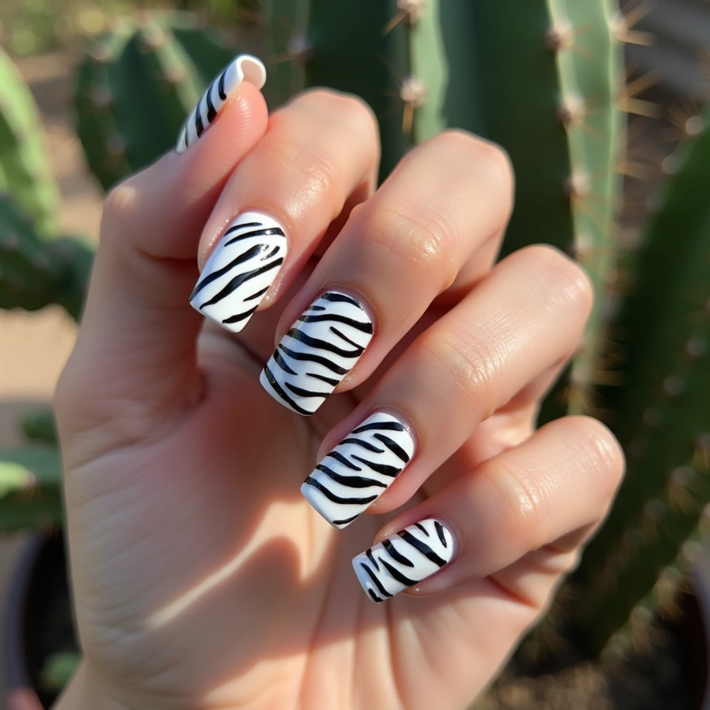 Edgy Zebra White Square