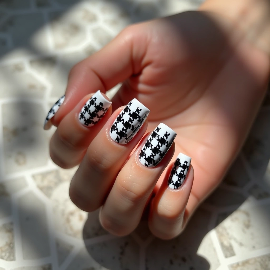 Timeless Houndstooth White Square