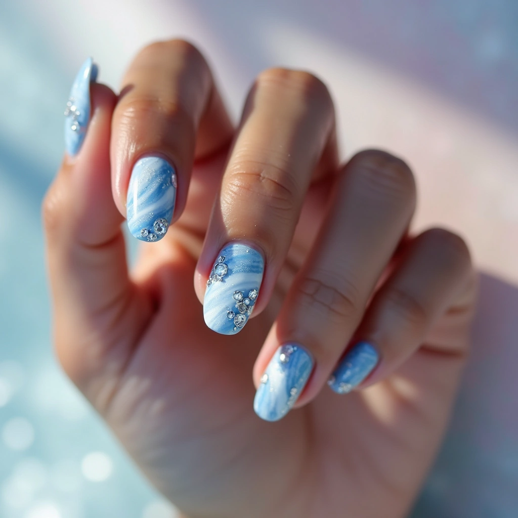 Chic Ice Blue Marble