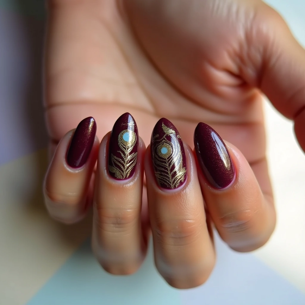 Burgundy Iridescent Peacock
