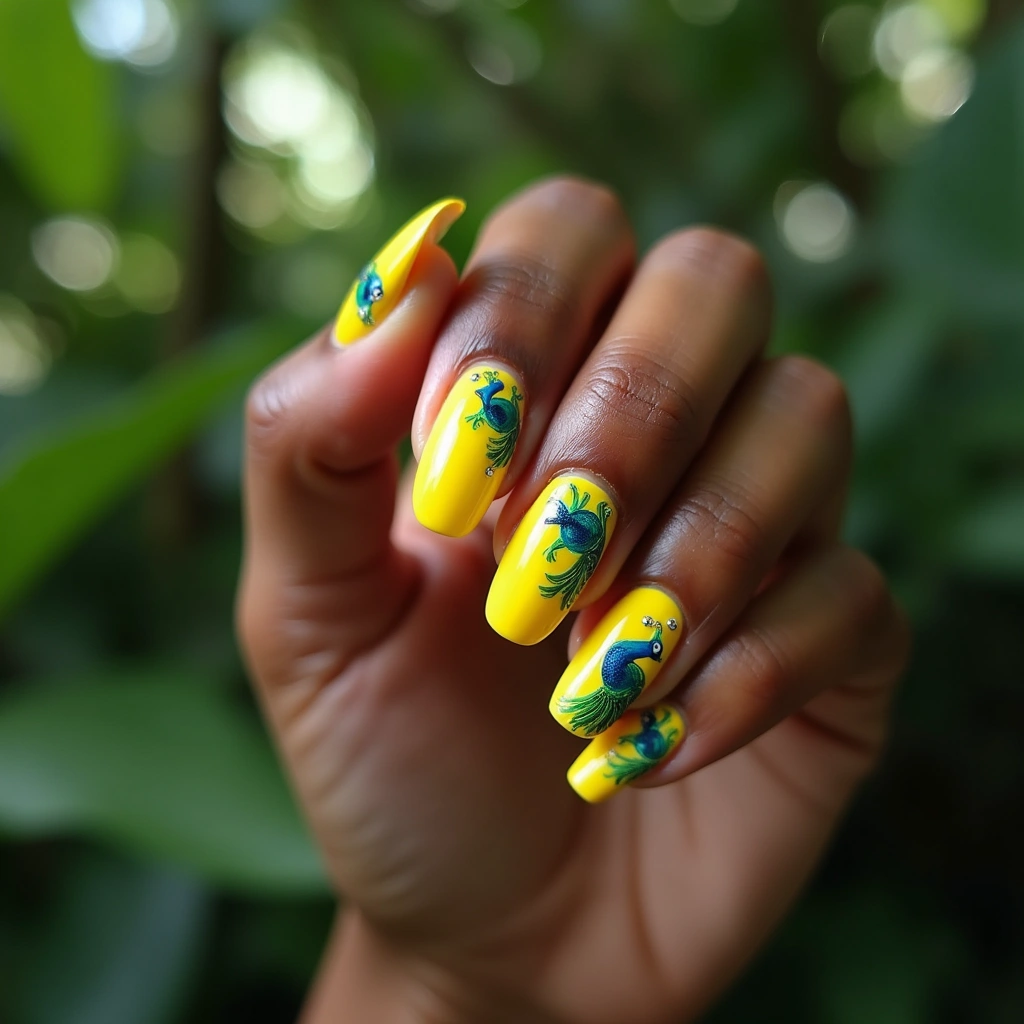 Yellow Whimsical Peacock