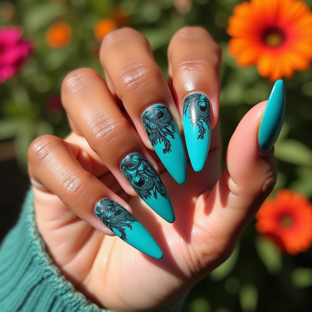 Turquoise Lace Peacock