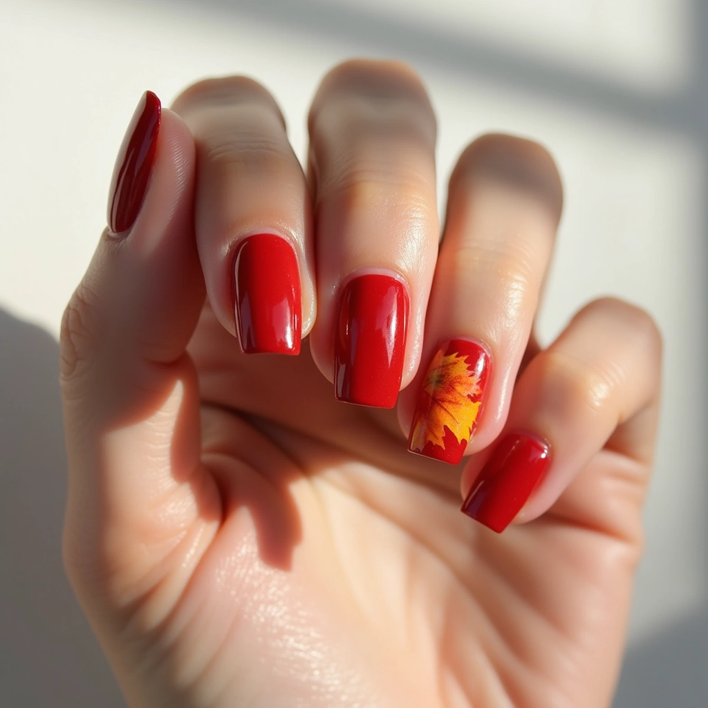 Watercolor Foliage Red