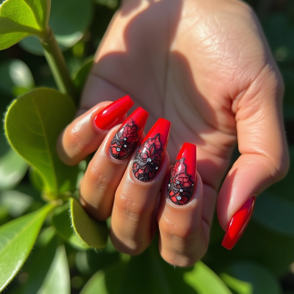 Red Halloween Lace Glitz