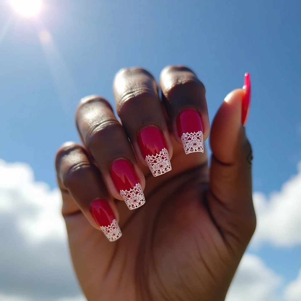 Vintage Lace Red Square