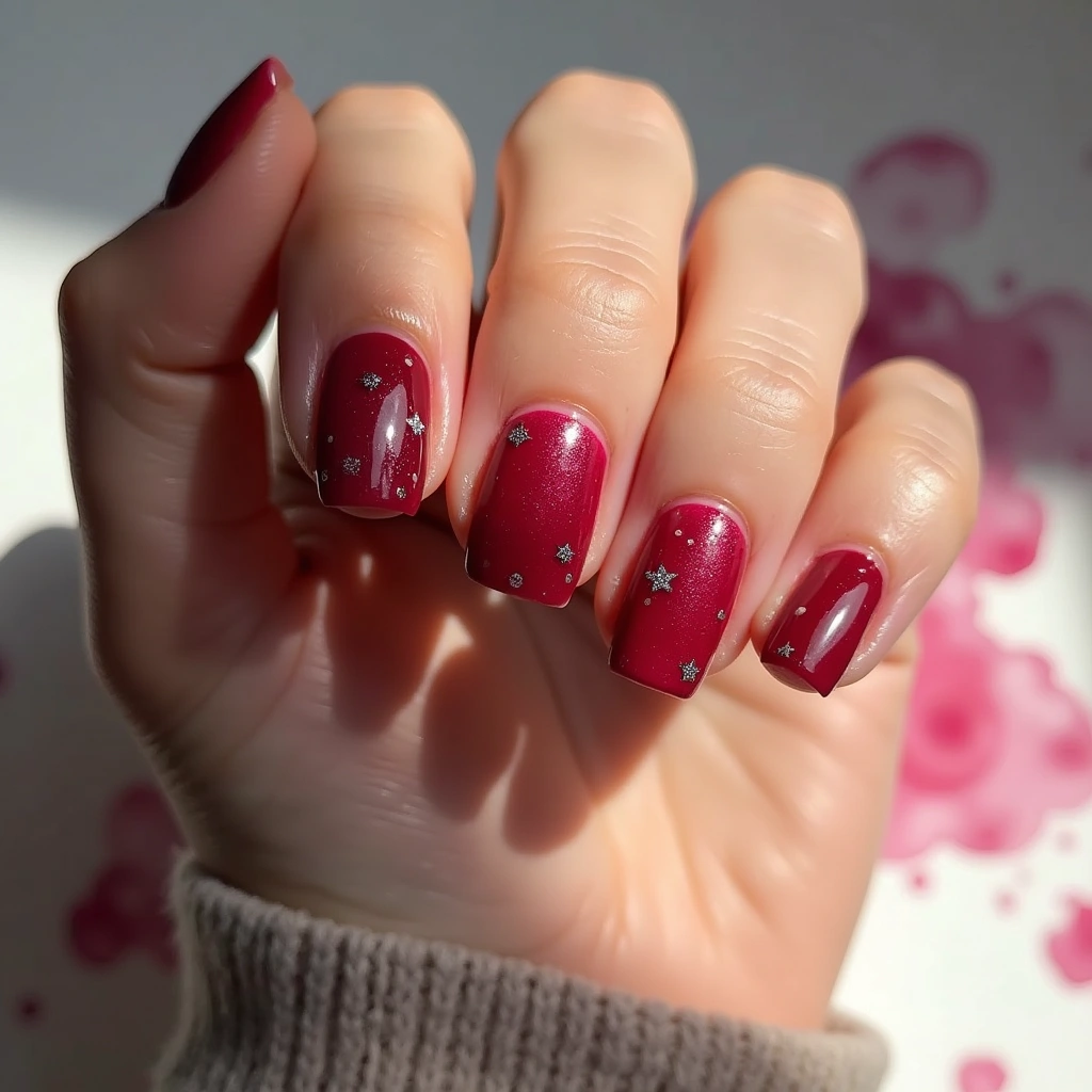 Starry Red Square Shimmer