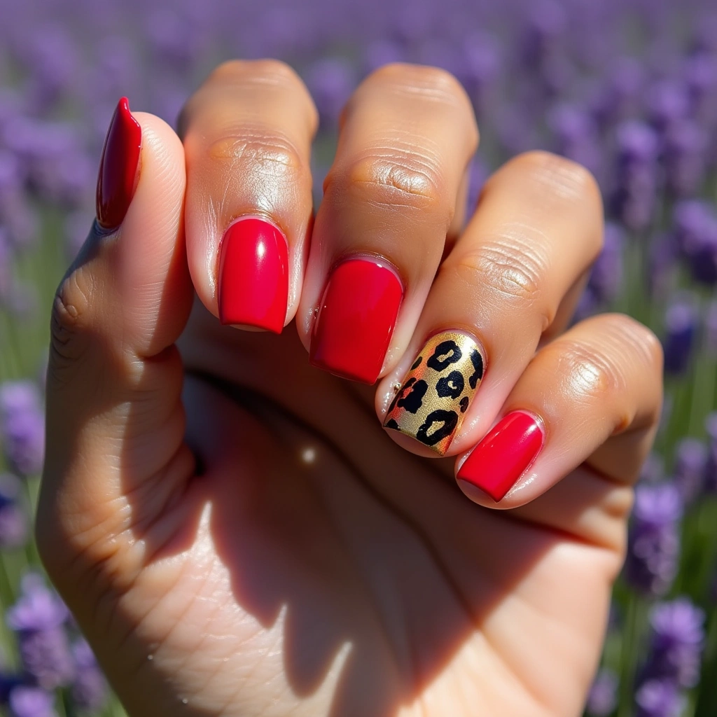 Fierce Red Square Leopard