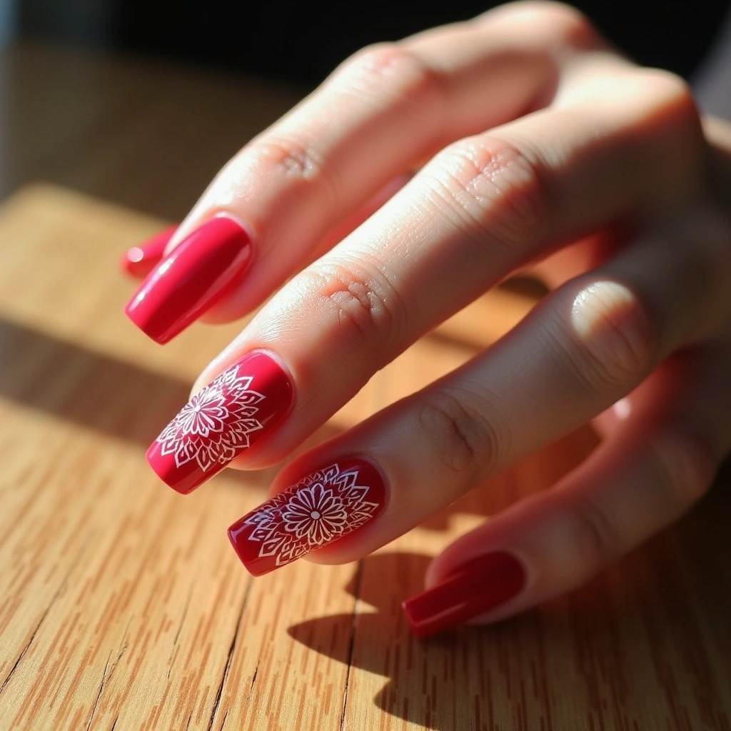 Bohemian Red Square Floral