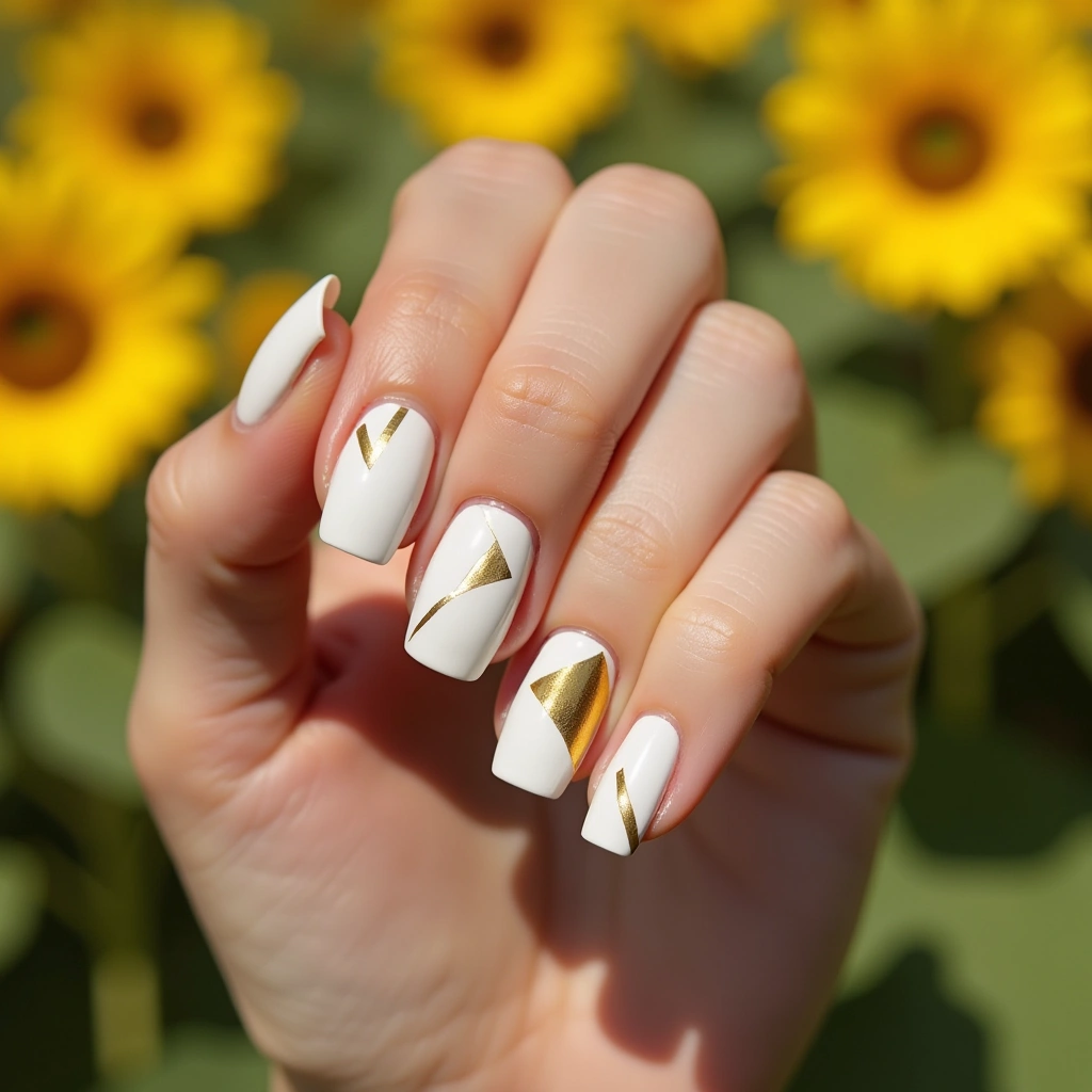 Geometric Gold Milky White