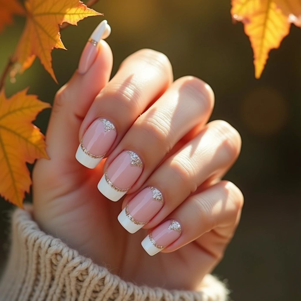 Glitter Tips Milky White