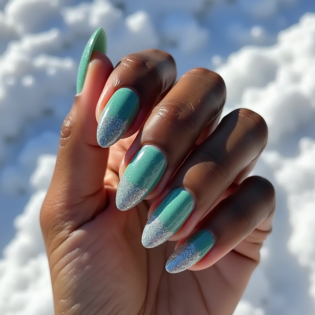 Glittery Jade Almond