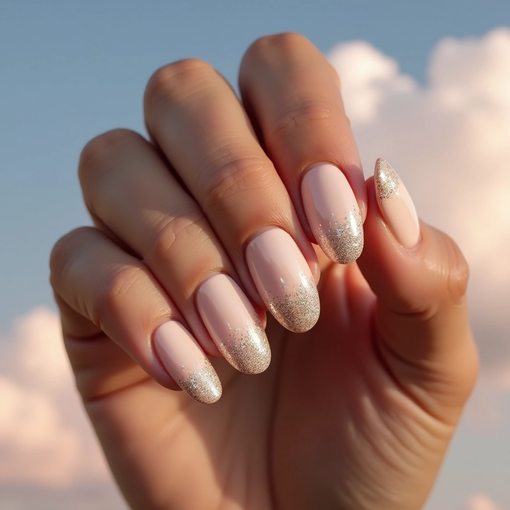 Festive Champagne Nude With Glitter