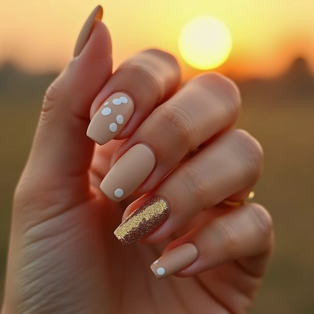 Modern Dots Nude With Glitter