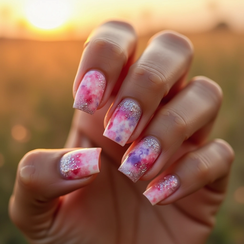 Romantic Watercolor Nude With Glitter