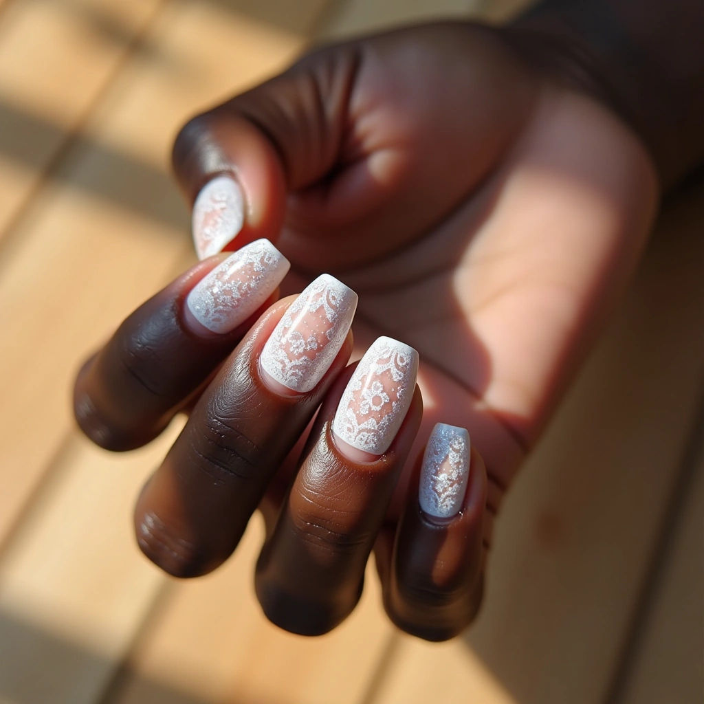 Elegant Lace Nude With Glitter