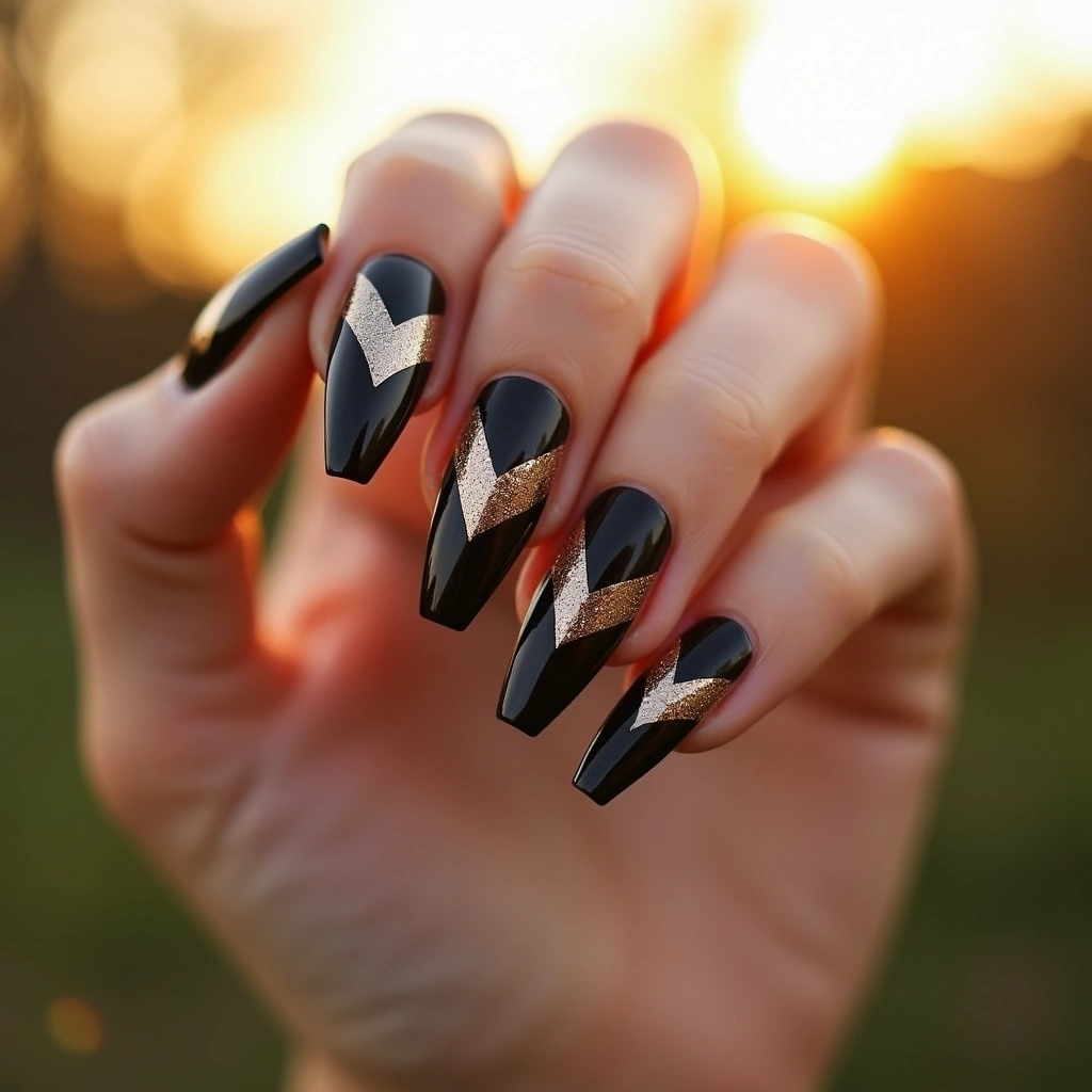 Chevron Contrast Nude With Glitter