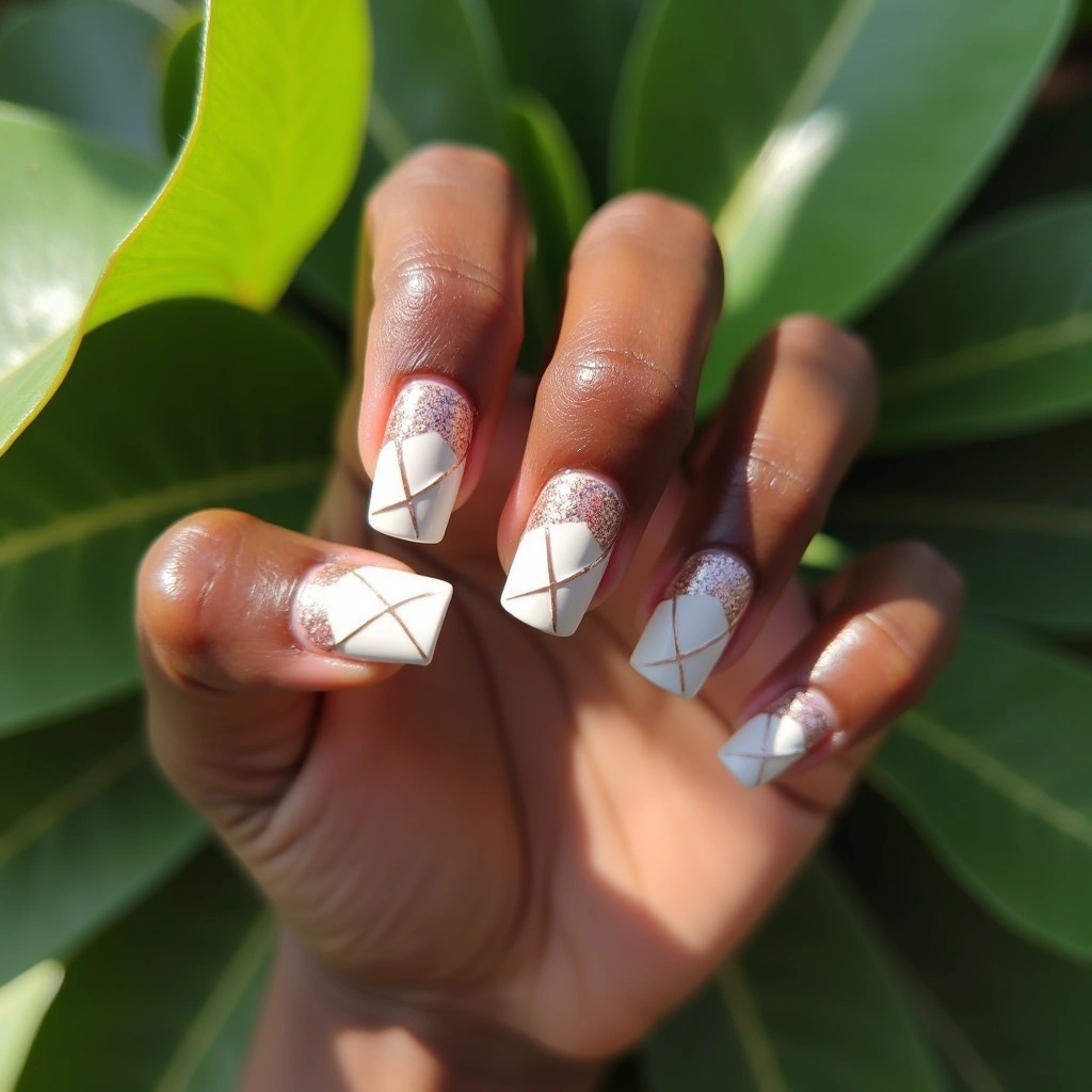 Chic Crisscross Nude With Glitter