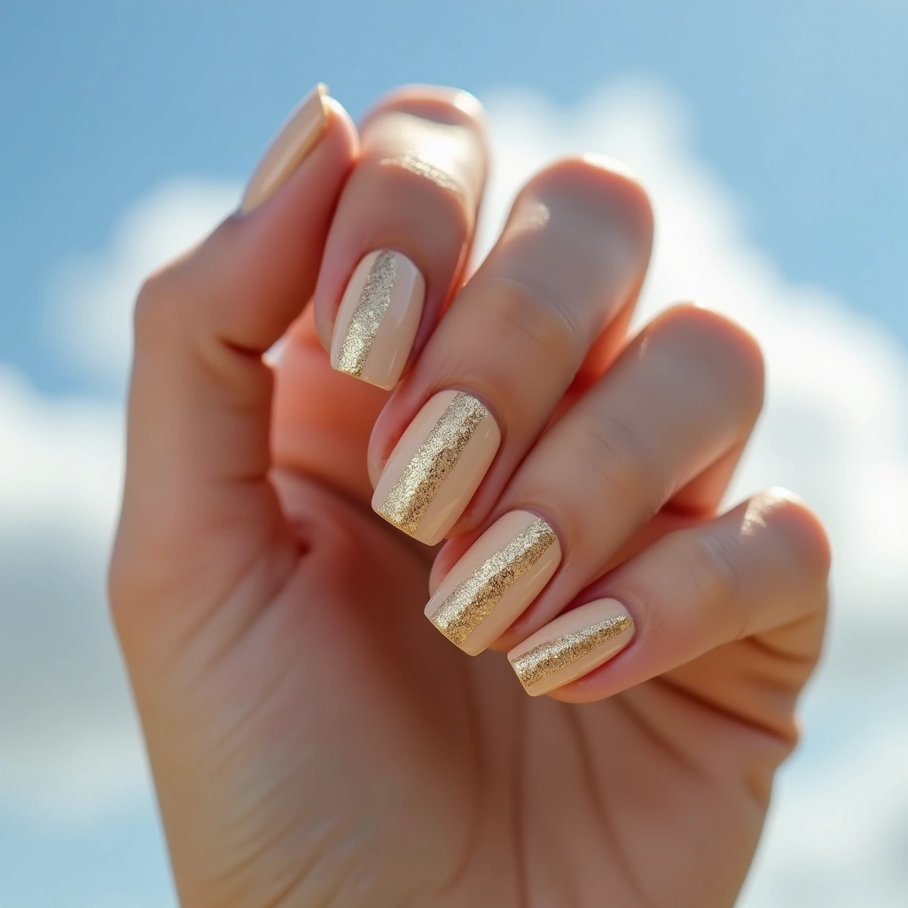 Sophisticated Stripes Nude With Glitter
