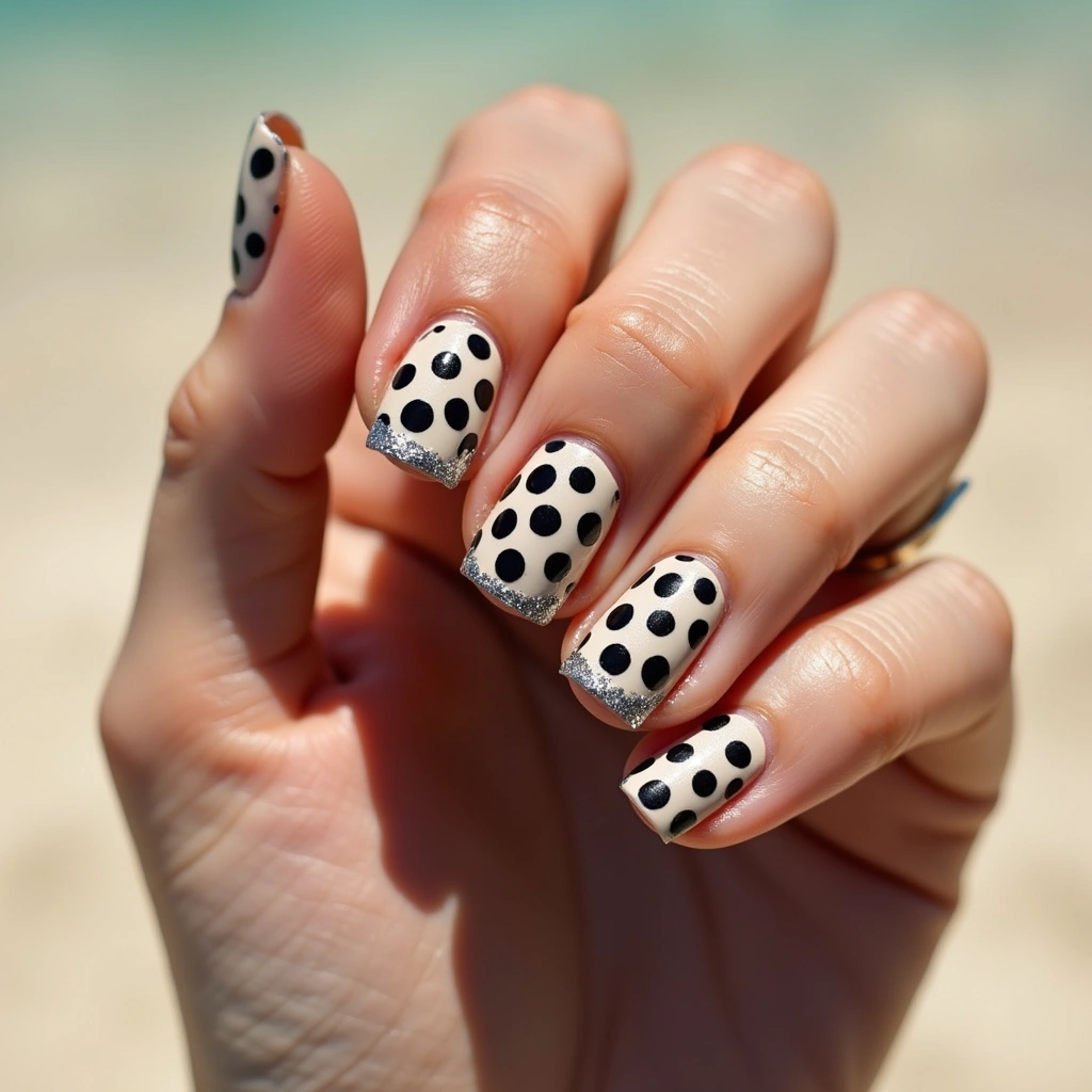 Playful Polka Dots Nude With Glitter