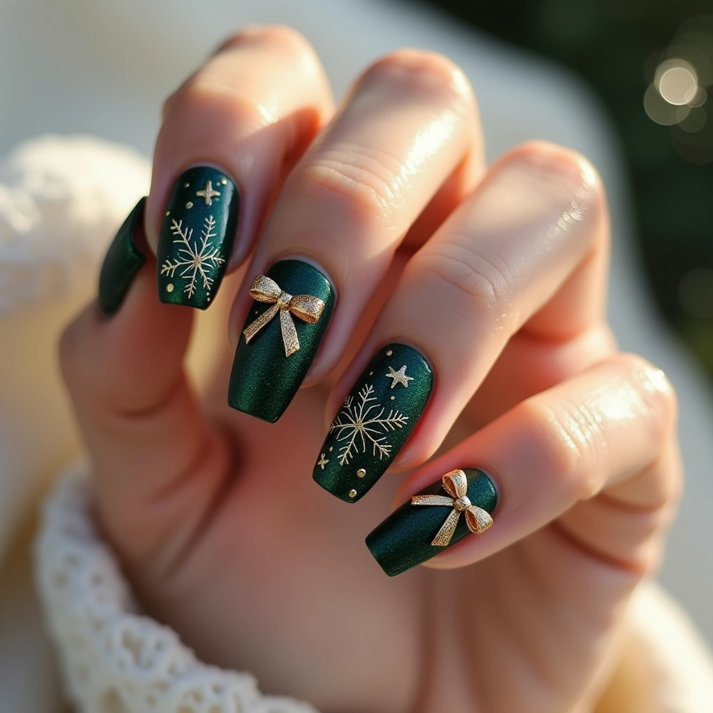 Dark Green Metallic Bow