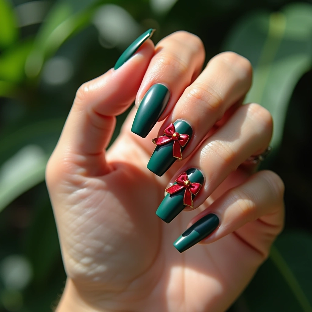 Teal Striking Red Bow