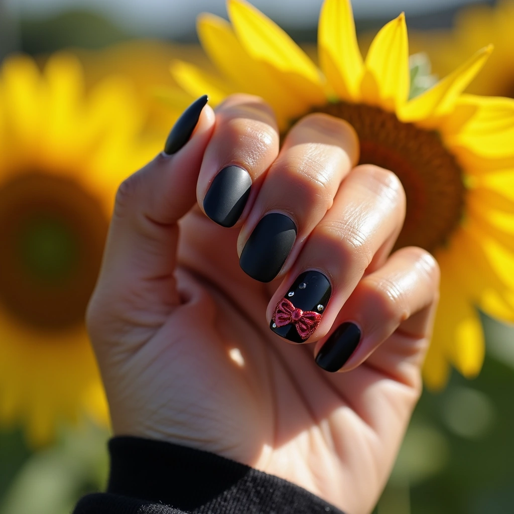 Black Chic Red Bow