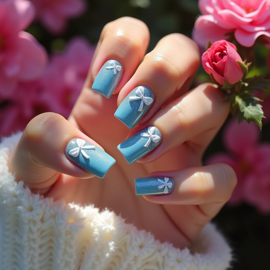 Frosty Blue Wonderland Bow