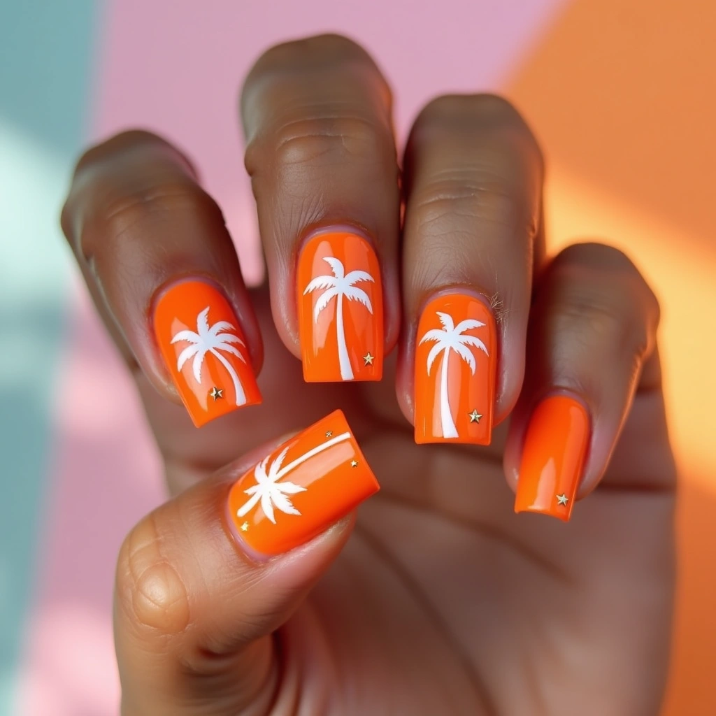 Summer Neon Orange Palms