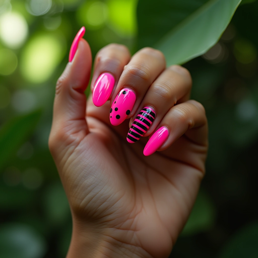 Neon Contrast Pink Stiletto