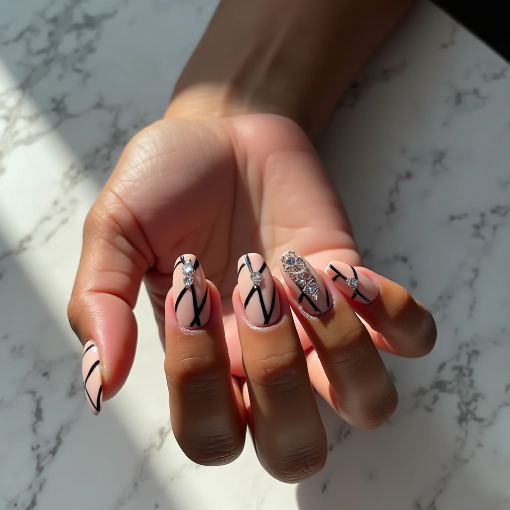 Sleek Black And Nude Stripes