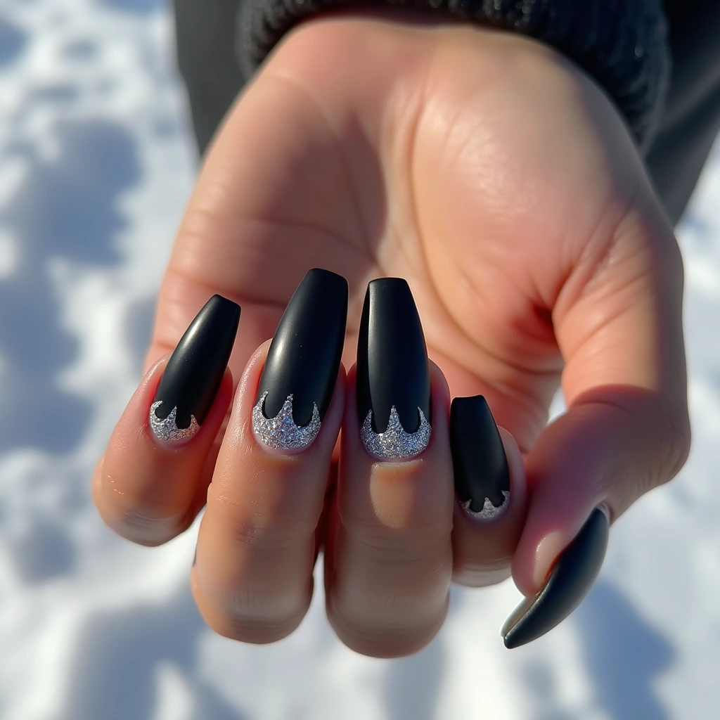 Sparkling Black And Nude Half-Moons