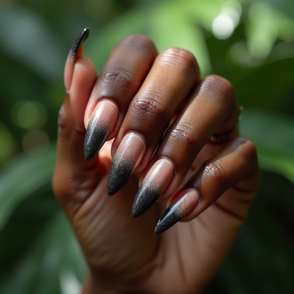 Dramatic Black And Nude Ombre